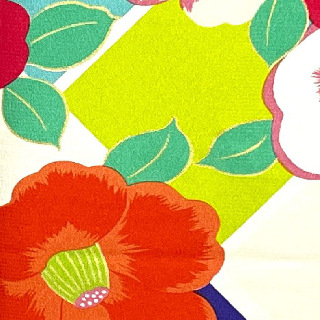 振袖 身丈166cm 裄丈67cm 袷  洗える着物 椿  ポリ Sランク グラデ 1113001122599