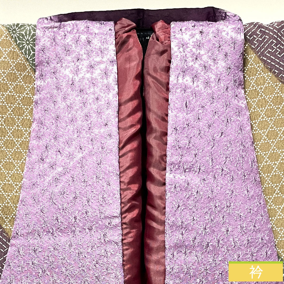 道中着 ポリエステル 身丈83.5cm 裄丈66cm 幾何学模様 洗える着物 Sランク 袷 グラデーション系 1117000872999