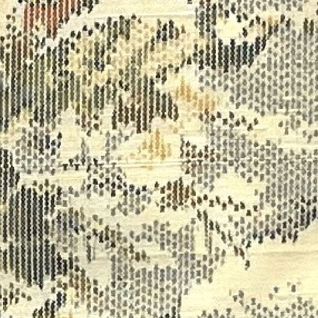 紬 身丈160cm 裄丈63cm あかね大島 風景画 正絹 Aランク 袷 クリーム系 1116000393315