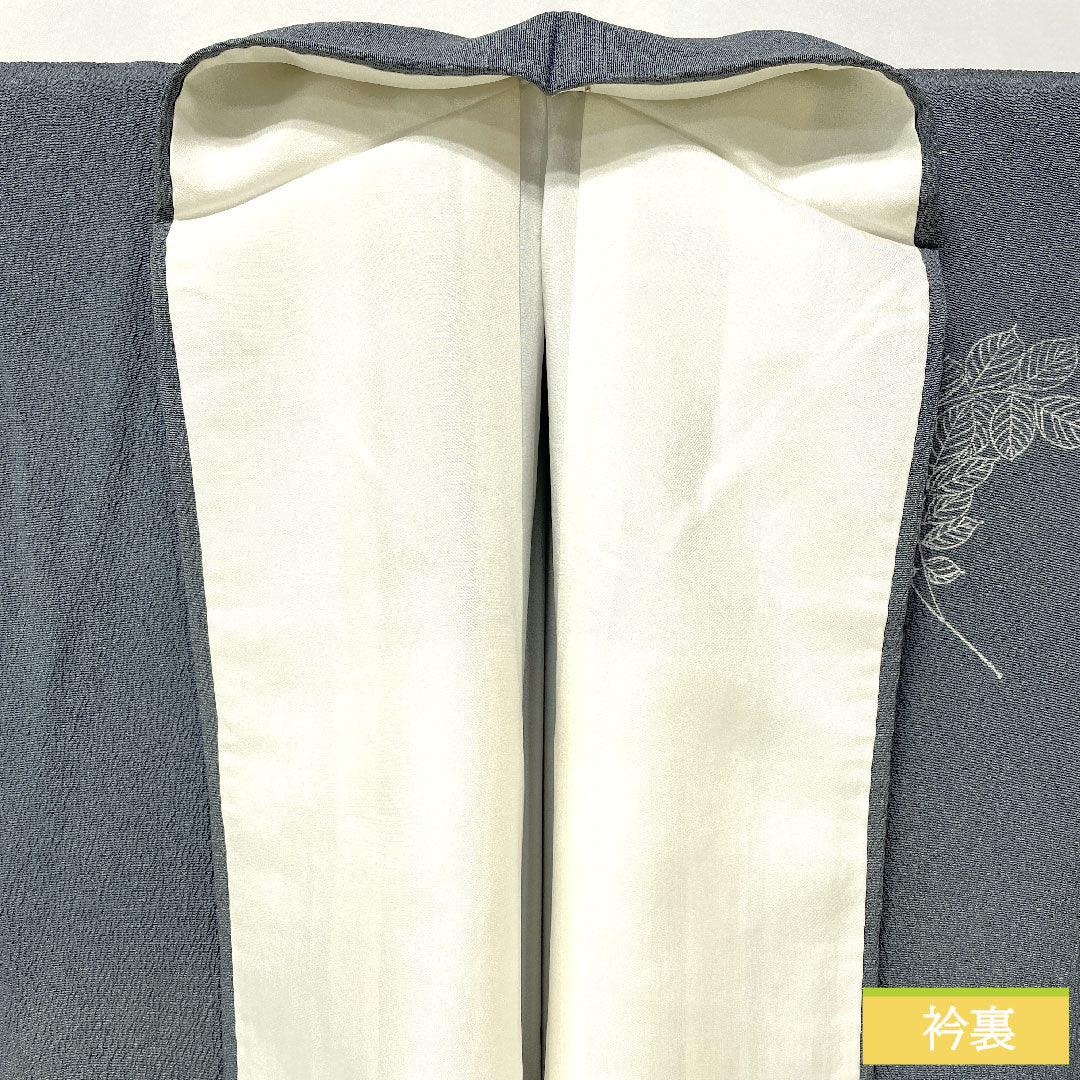 訪問着 正絹 袷 身丈163.5cm 裄丈63.5cm 青鈍色（あおにびいろ） 紫陽花 部分絞り Aランク グレー系 1112005353422