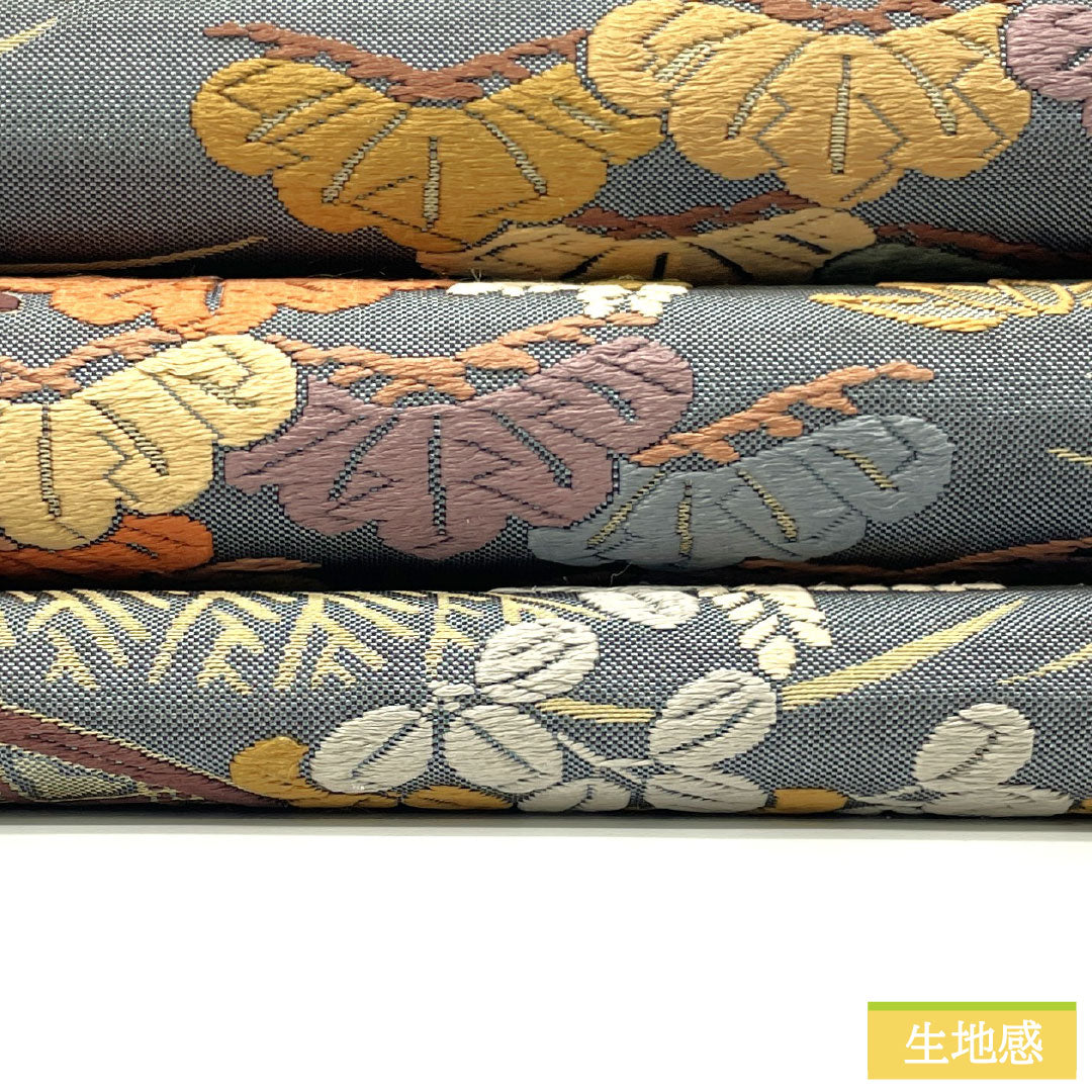 袋帯 正絹 Aランク 鉛色（なまりいろ） 西陣織 唐織 茶屋辻模様  帯丈426cm 六通 フォーマル グレー系 1123016933322