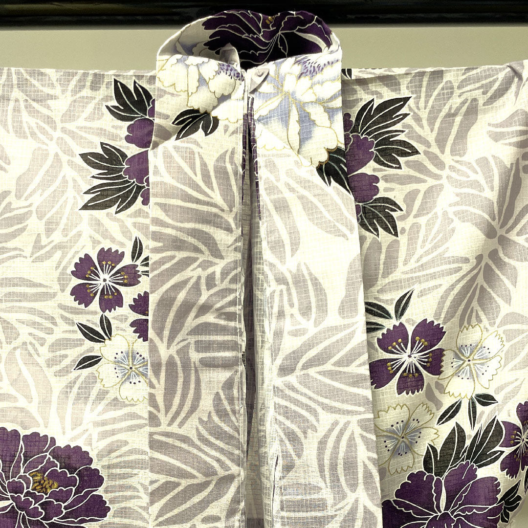 Yukata, Camellia and Pink, Cotton, S Rank, Single Layer, Length 172.5cm, Sleeve Length 68.5cm, Purple, 1118002122620