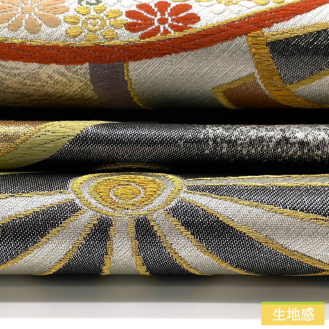 袋帯 正絹 留袖用 振袖用 車輪 松 帯丈418cm Sランク 六通 フォーマル 銀系 1123013632322