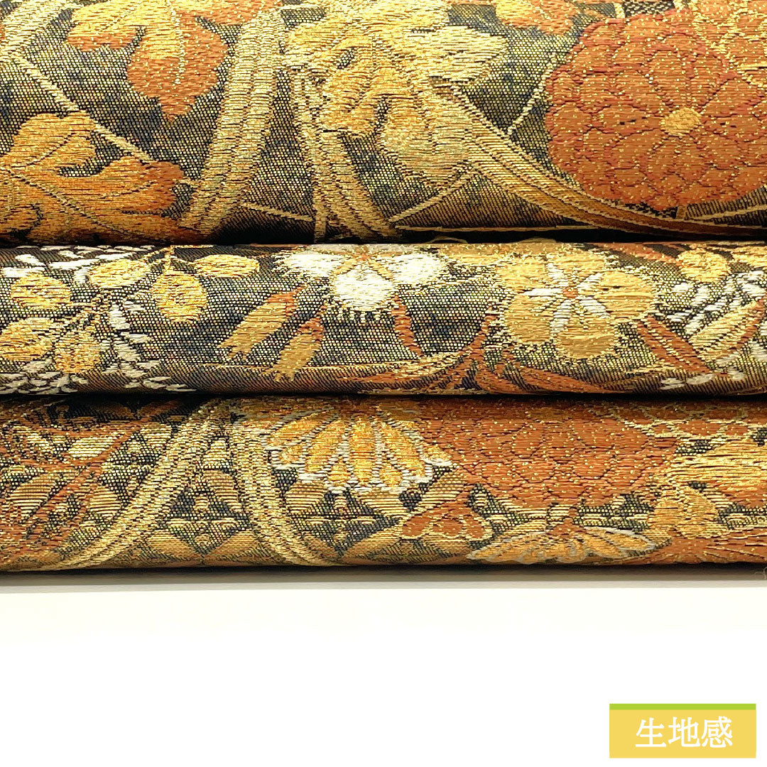 袋帯 正絹 Sランク 引箔 西陣織 吉祥文様   帯丈440cm 六通 フォーマル 金系 1123016782321