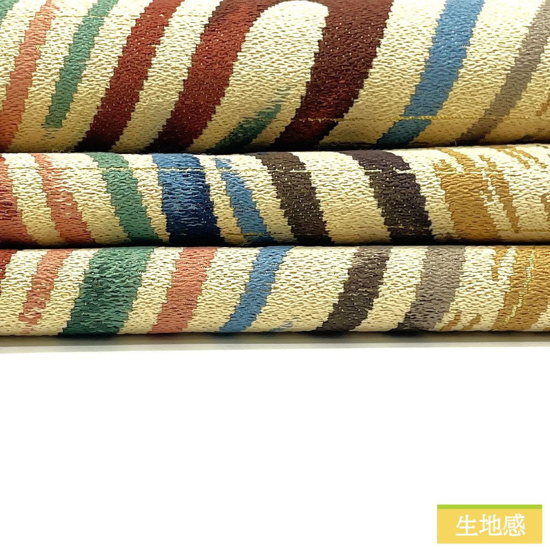 袋帯 正絹 Sランク 白綾苑大庭 西陣織 抽象模様   帯丈430cm 六通 カジュアル グラデーション系 1123016562399