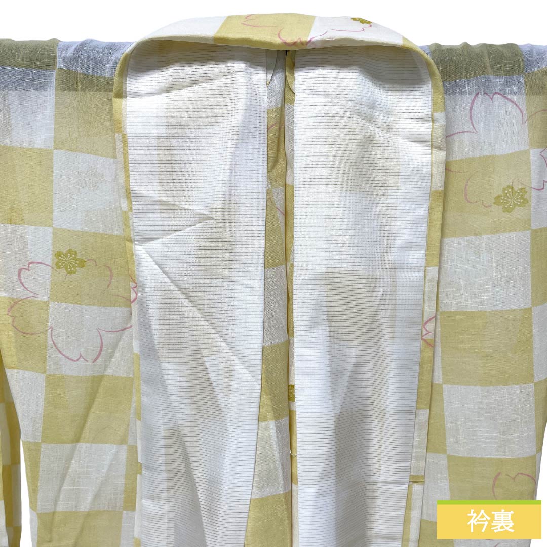 【未使用品】小紋　身幅Ｌ寸 リサイクル着物】夏物 ポリエステル 小紋 Sランク 身丈167.5cm 裄丈