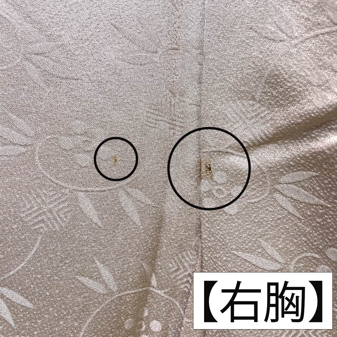 色無地 正絹 Aランク 身丈150cm 裄丈62cm 水柿色（みずがきいろ） 唐草 単衣 茶系 1114002733114