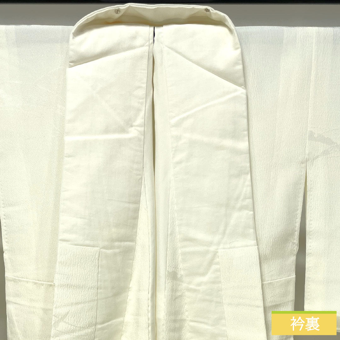 Nagajuban (long undergarment) made of pure silk, length 130cm, sleeve length 66cm, lined, dew grass, with basting thread, unused, S rank, white, 1129000672311