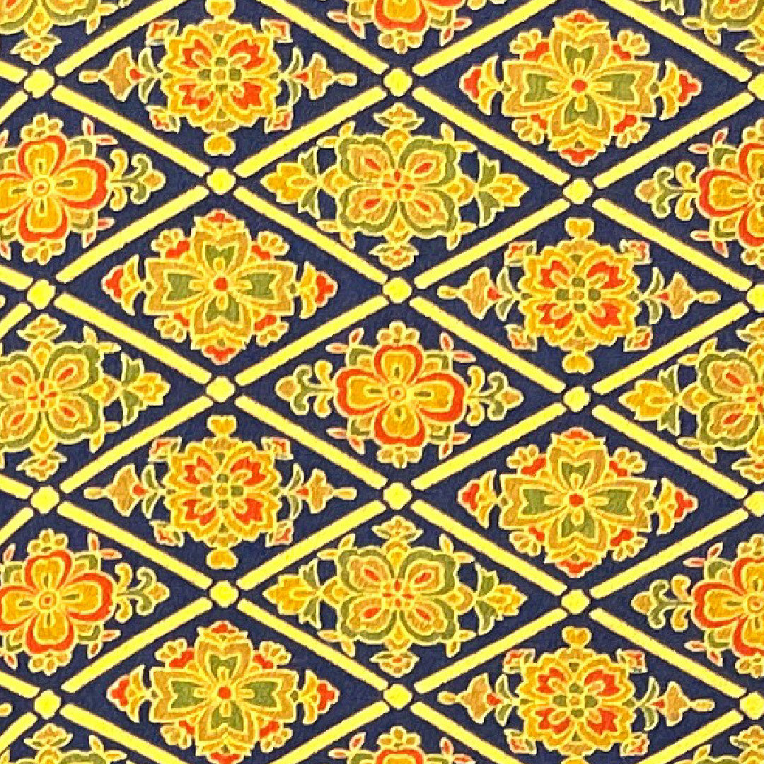 小紋 身丈156cm 裄丈59cm 袷  紺瑠璃色 華文  正絹 Aランク 紺系 1115002673318