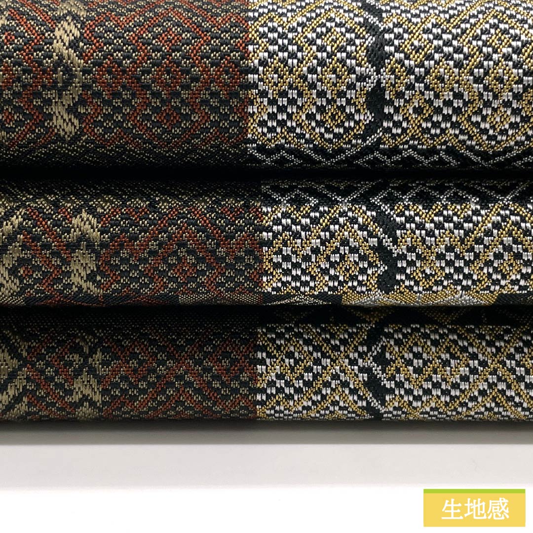 袋帯 正絹 幾何学模様 横段 帯丈438cm Sランク 全通 カジュアル グラデーション系 1123012532399