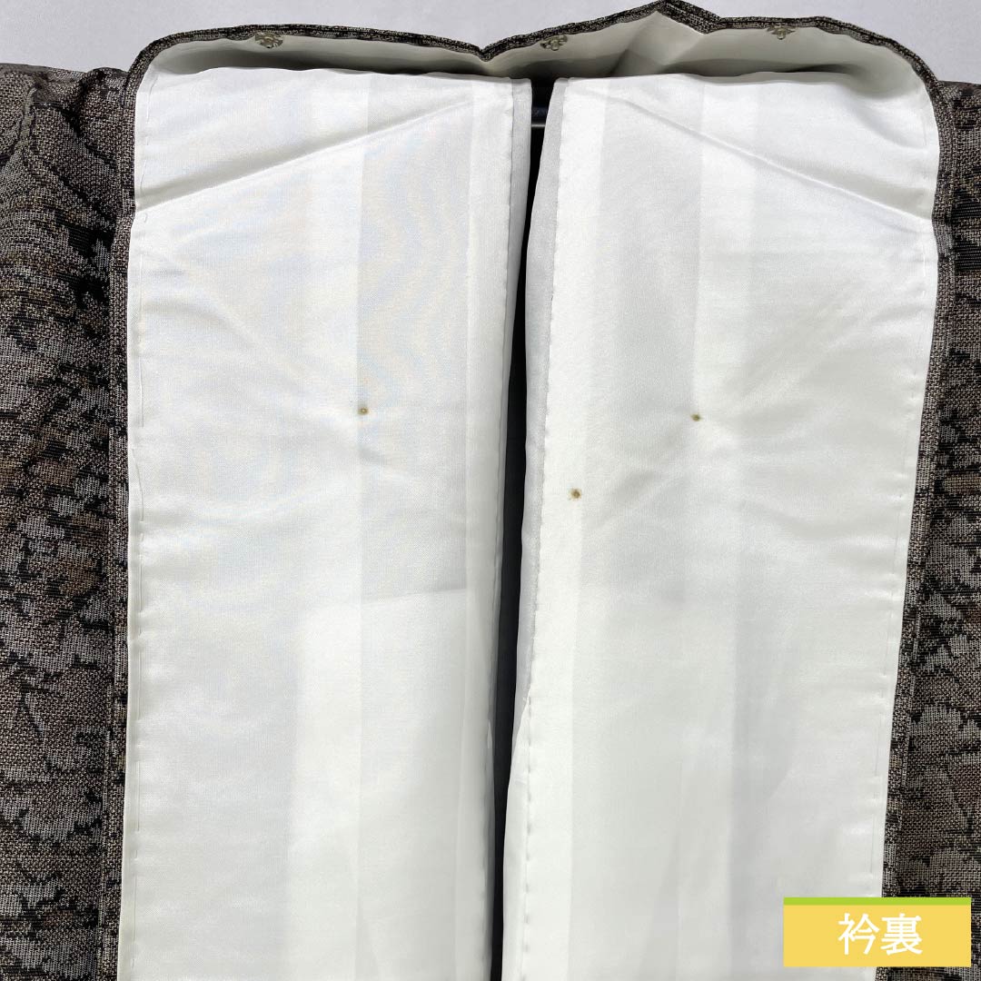 紬 正絹 身丈160.5cm 裄丈62.5cm 銀煤竹色（ぎんすすたけいろ） 風景模様 Aランク 袷 グレー系 1116003863422