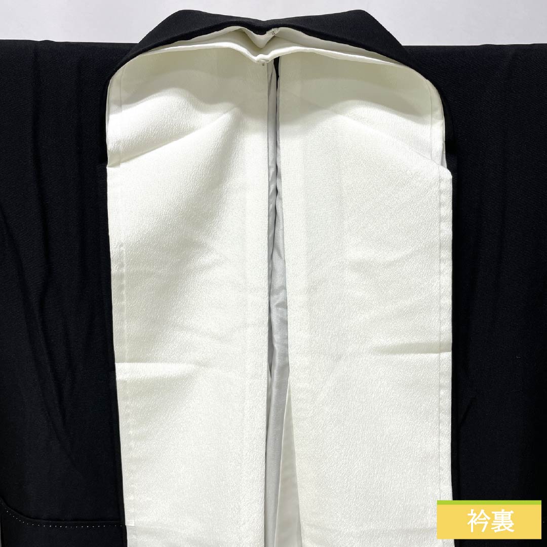 Black Tomesode Kimono, Pure Silk, Grade A, Length 156cm, Sleeve Length 64cm, Lined, Kyoto Yuzen, Five Crests, Gosan Paulownia, Phoenix, Fan Design, Five Crests, Black, Item Number 1111002093310