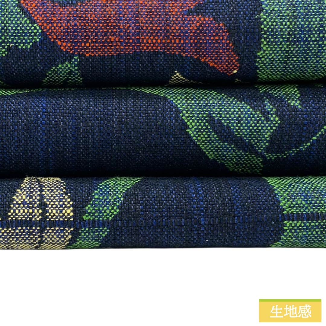 名古屋帯 正絹 Sランク 開き仕立て 濃紺色（のうこんいろ） 草花模様 帯丈342cm 六通 カジュアル 紺系 1124012332318