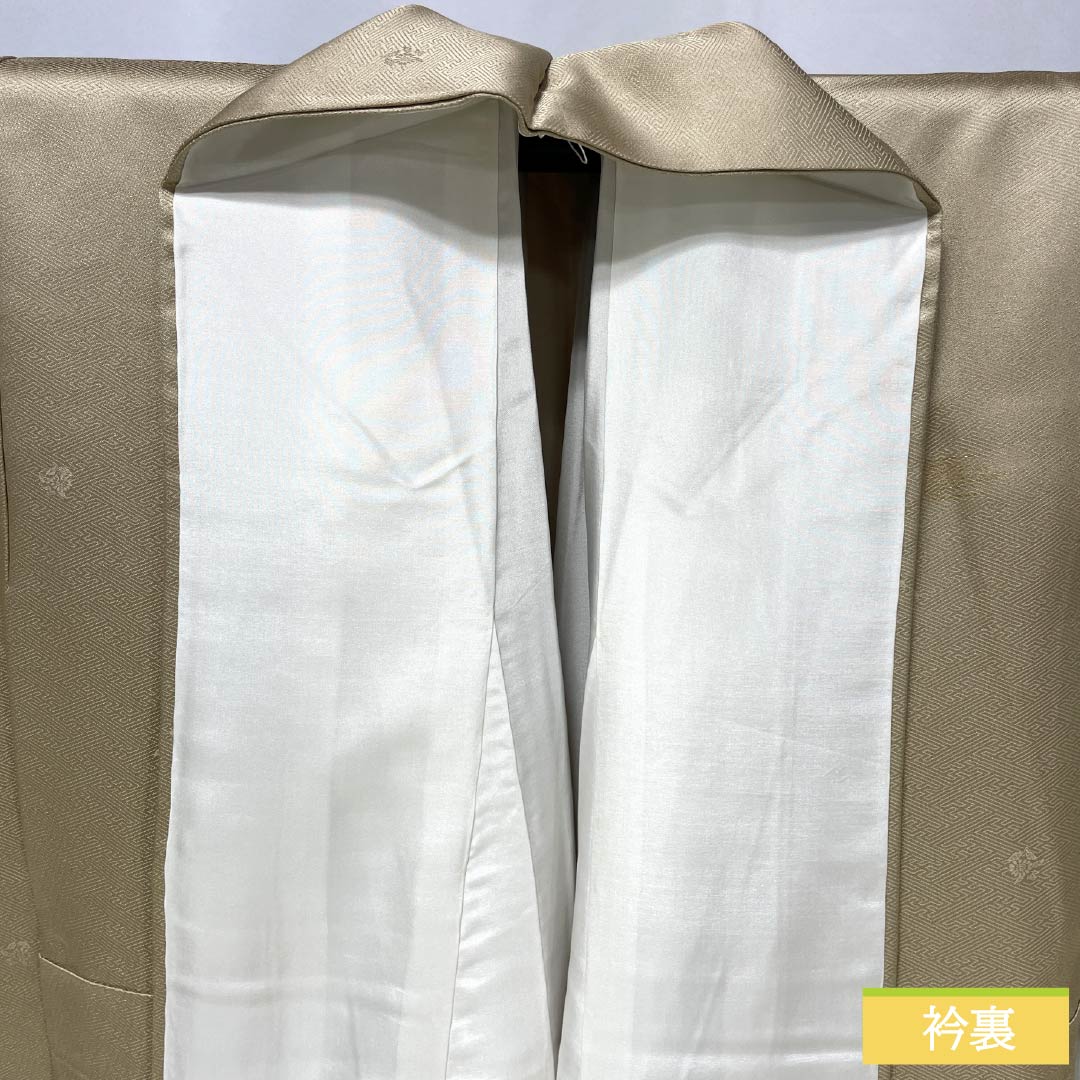 訪問着 正絹 Aランク 袷 身丈159cm 裄丈63.5cm 胡桃色（くるみいろ） 蘇州刺繡 付下げ 御所車 ベージュ系 1112006663325