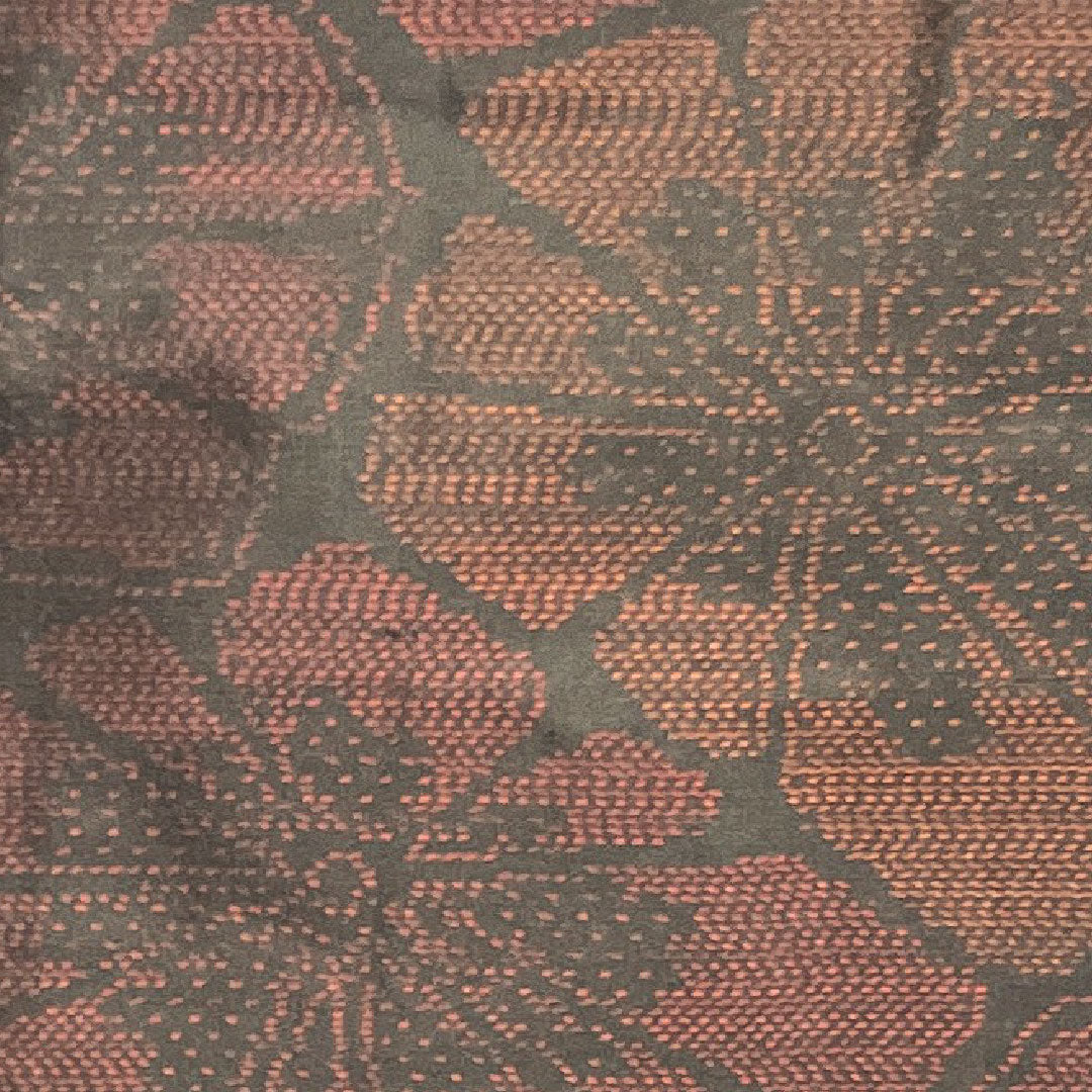 Oshima Tsumugi, Length 155cm, Sleeve length 64.5cm, Weft Kasuri, Flower pattern, Pure silk, A rank, Lined, Black, 1116001893310