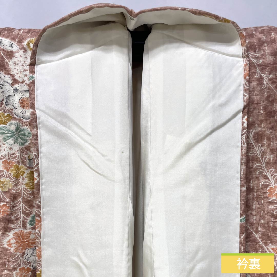 小紋 正絹 身丈162.5cm 裄丈62cm 袷 浅蘇芳色（あさきすおういろ） 紬地 辻ヶ花 Aランク ピンク系 1115006233413