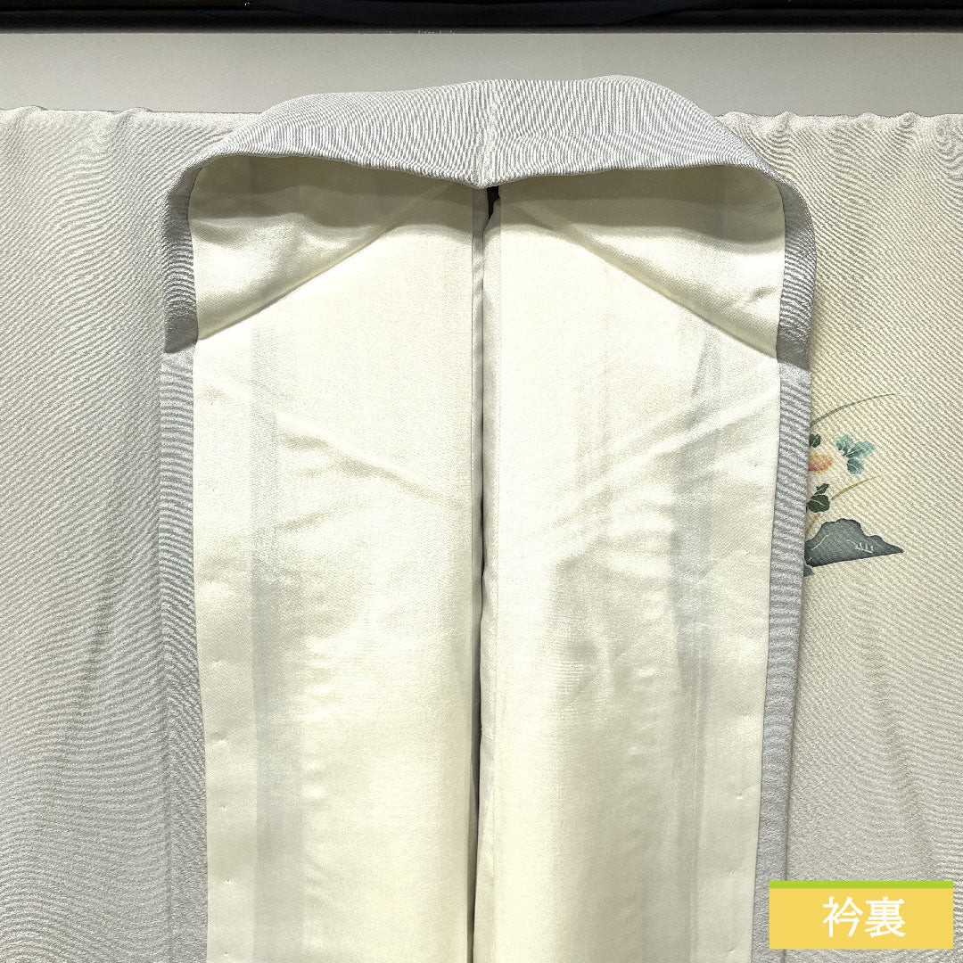訪問着 正絹 袷 身丈168.5cm 裄丈68cm 銀白色（ぎんはくしょく） 加賀友禅 茶屋辻模様 作家物 Aランク グレー系 1112004743522