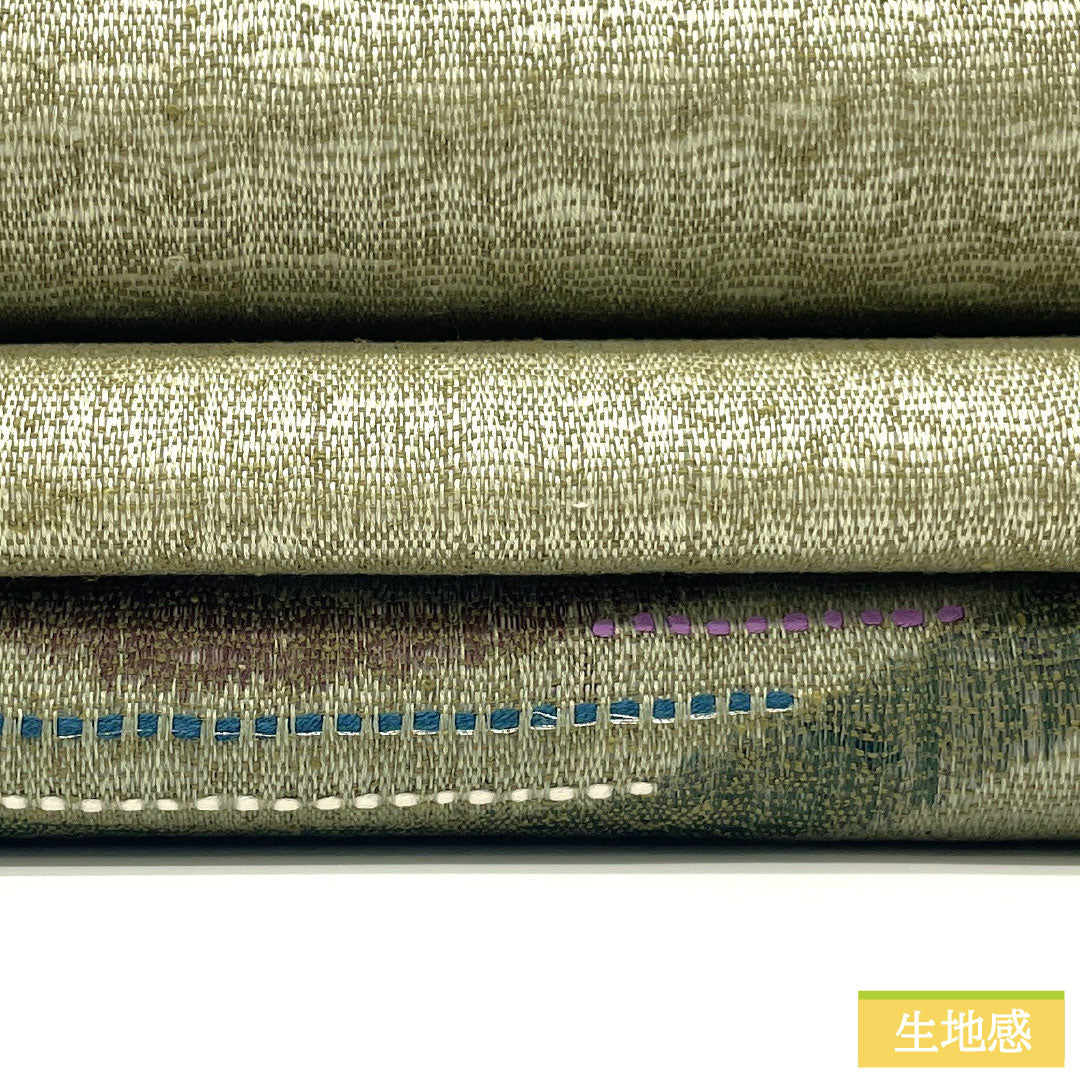 袋帯 正絹 Sランク 櫛織 西陣織 抽象模様   帯丈472cm ポイント柄 カジュアル 緑系 1123016772419