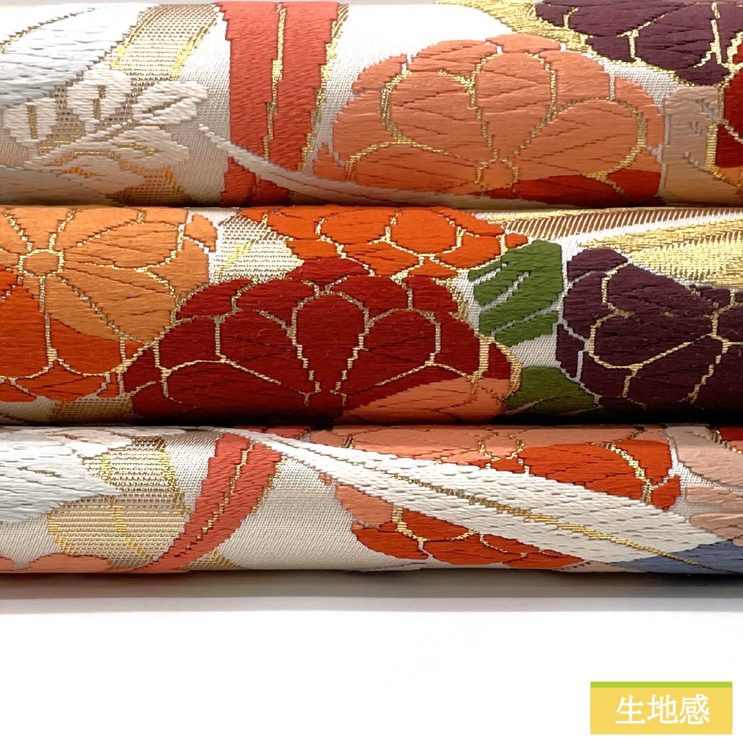 袋帯 正絹 Sランク 胡粉色（ごふんいろ） 唐織 留袖用 振袖用 古典柄 帯丈432cm 六通 フォーマル 白系 1123015642311