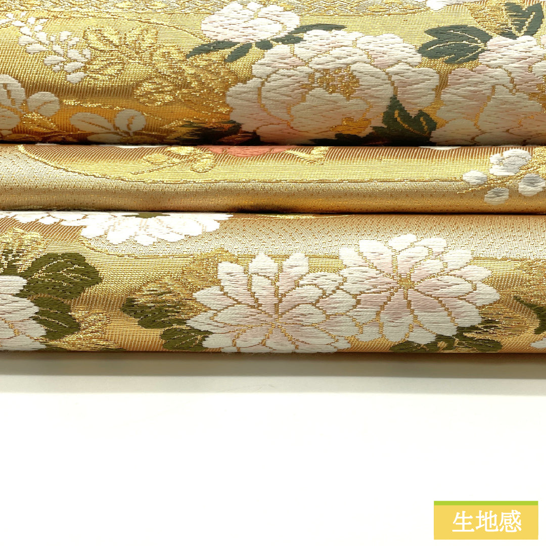 袋帯 正絹 Aランク 西陣織 エ霞 梅 竹 吉祥文様 帯丈430cm 六通 フォーマル 金系 1123017303321