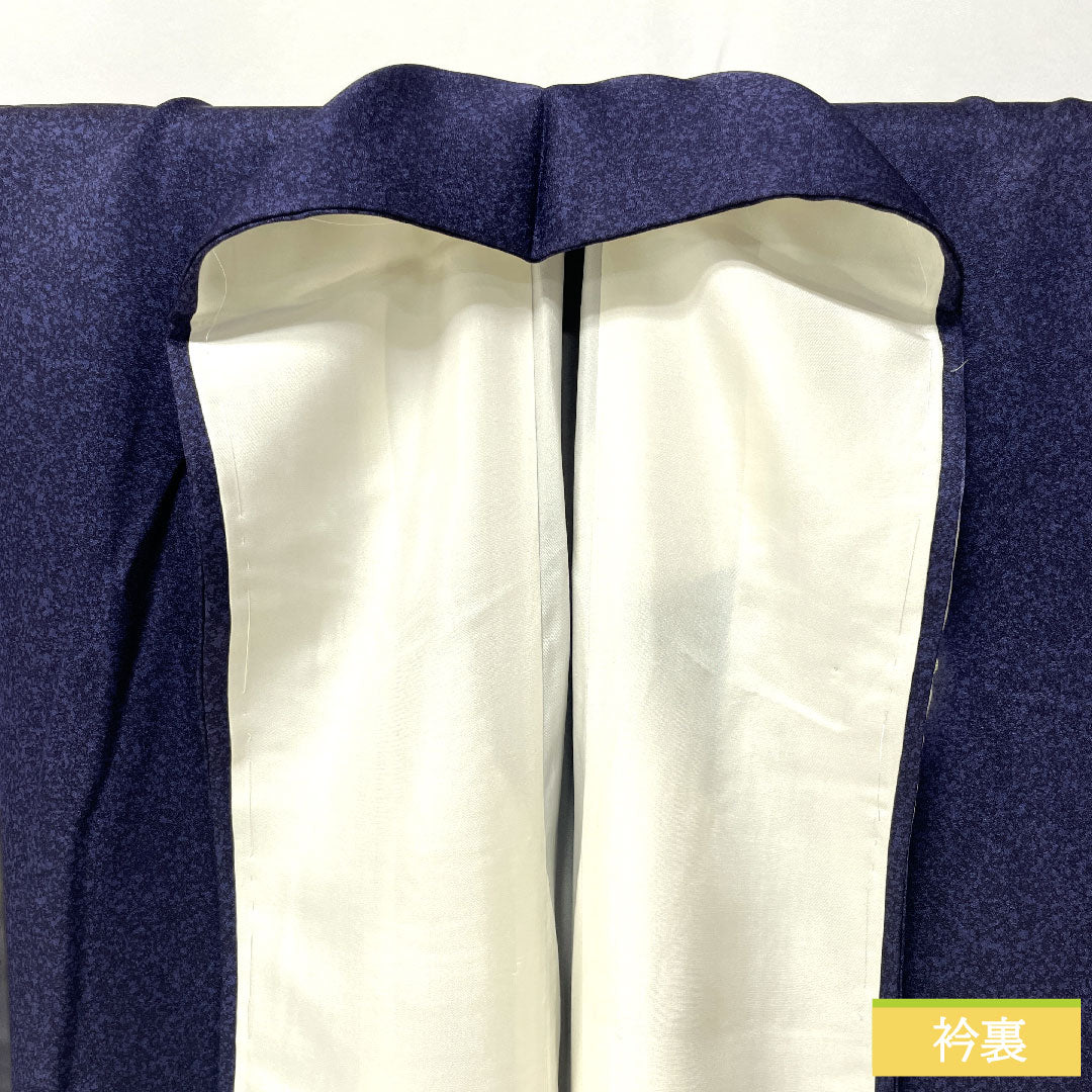 訪問着 正絹 袷 身丈154cm 裄丈63cm 鉄葡萄色（てつぶどういろ） 辻ヶ花 タタキ染 Aランク 紺系 1112005133218