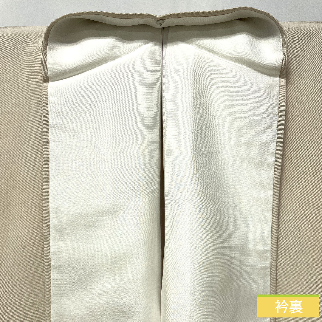 色留袖 正絹 身丈163cm 裄丈64cm 袷 白練色（しろねりいろ） 京友禅 刺繍 時代人物風景模様 一つ紋 三つ柏 パールトーン加工 Aランク ベージュ系 1111001493425