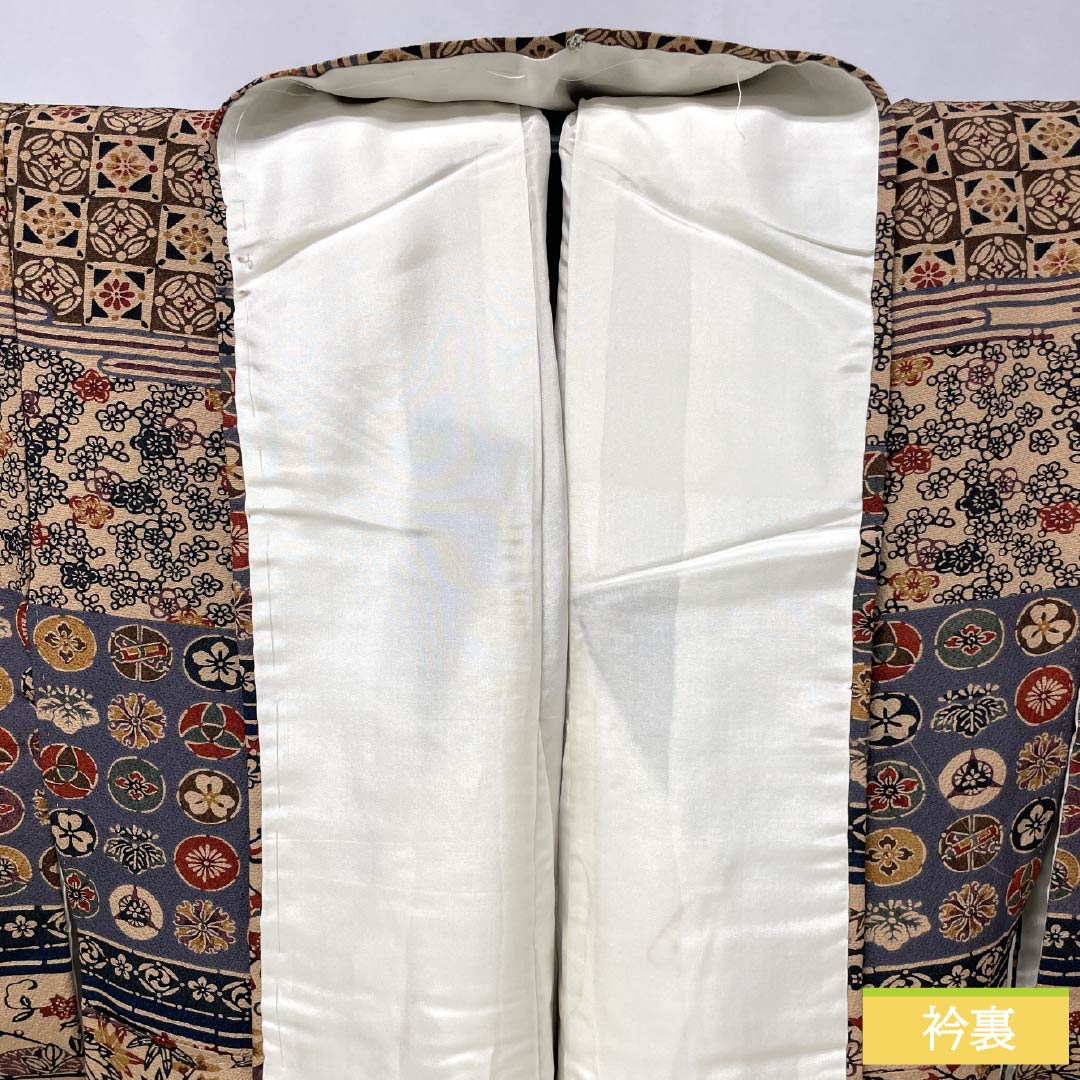 訪問着 正絹 Aランク 袷 身丈156.5cm 裄丈61.5cm 丁子茶色（ちょうじちゃいろ） 京紅型 吉祥文様 橙系 1112006253326