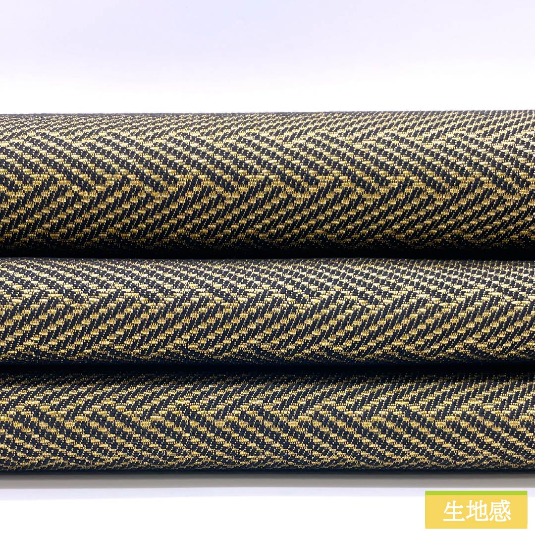 袋帯 正絹 組織り 幾何学模様 帯丈444cm Sランク ポイント柄 セミフォーマル 金系 1123014772321