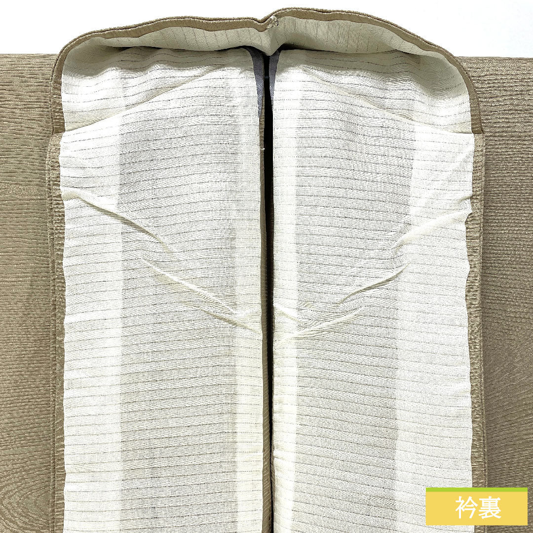 Plain color, pure silk, length 162cm, sleeve length 65cm, Enshu gray, flowing water, single layer, A rank, beige, 1114001793425