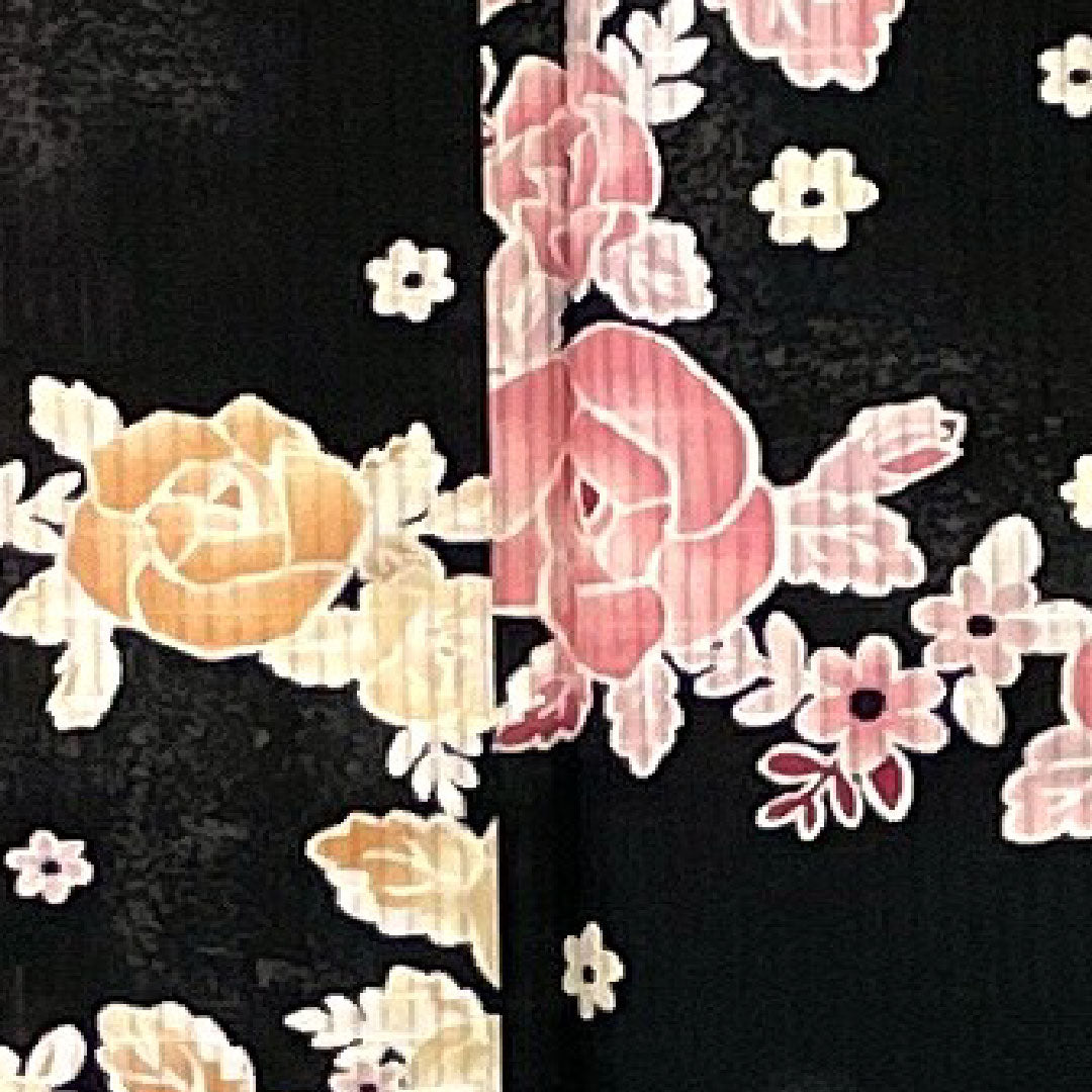 Yukata Rose Cotton S Rank Single Layer Length 163cm Sleeve Length 66cm Black 1118000382410