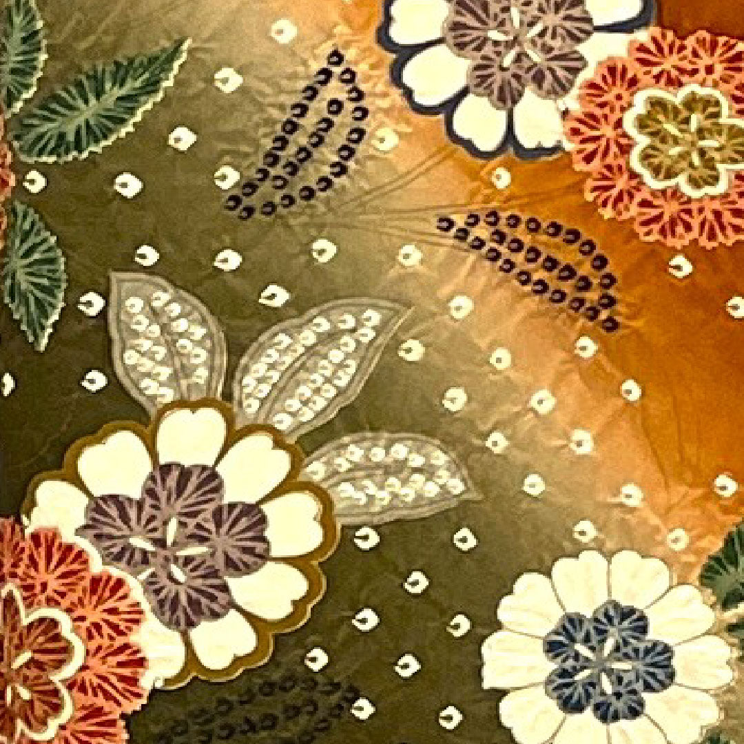 訪問着 袷 身丈158cm 裄丈64cm 絞り 草花模様 正絹 Bランク 茶系 1112001044314