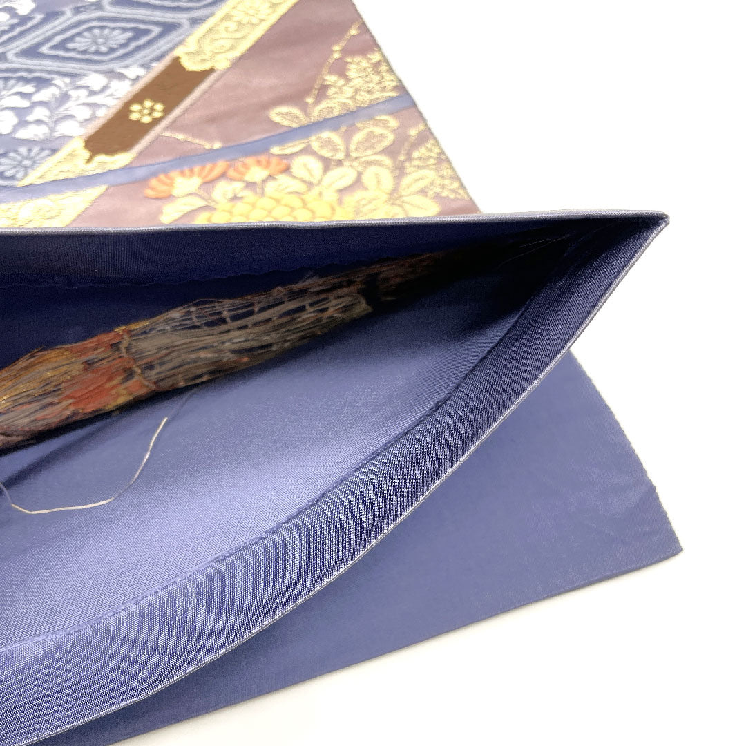 （未仕立）袋帯 縁起柄 桐 留袖用 小森織物 帯丈428cm 正絹 NEWランク 六通 フォーマル 青系 1123002521317