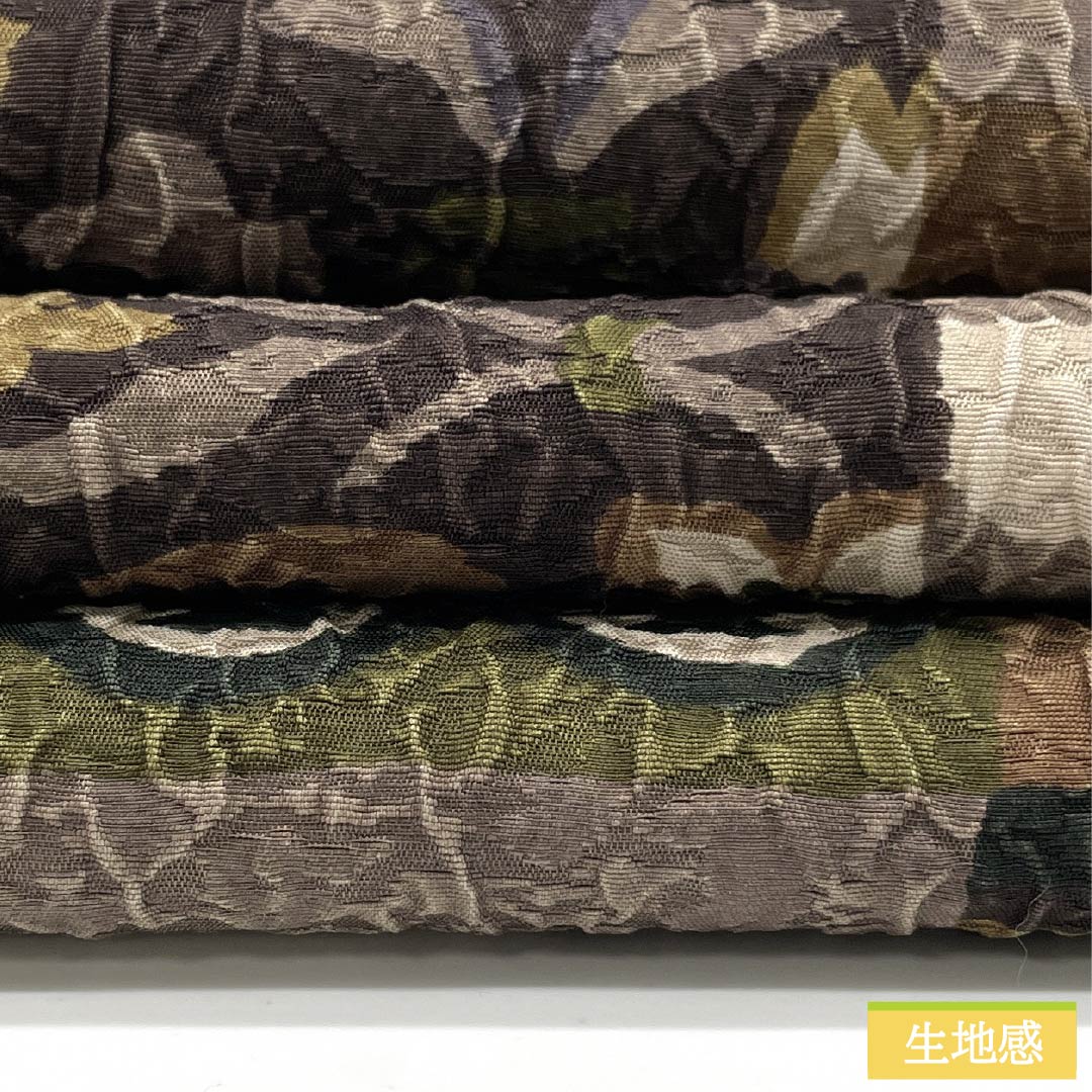 袋帯 正絹 団栗色（どんぐりいろ） リバーシブル 花唐草 幾何学模様 帯丈448cm Sランク 全通 カジュアル 茶系 1123012462314