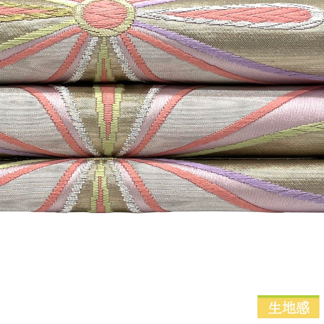 袋帯 正絹 Sランク 退紅色（あらそめいろ） 西陣織 本家加納 抽象柄 帯丈448cm 六通 フォーマル ピンク系 1123018032313