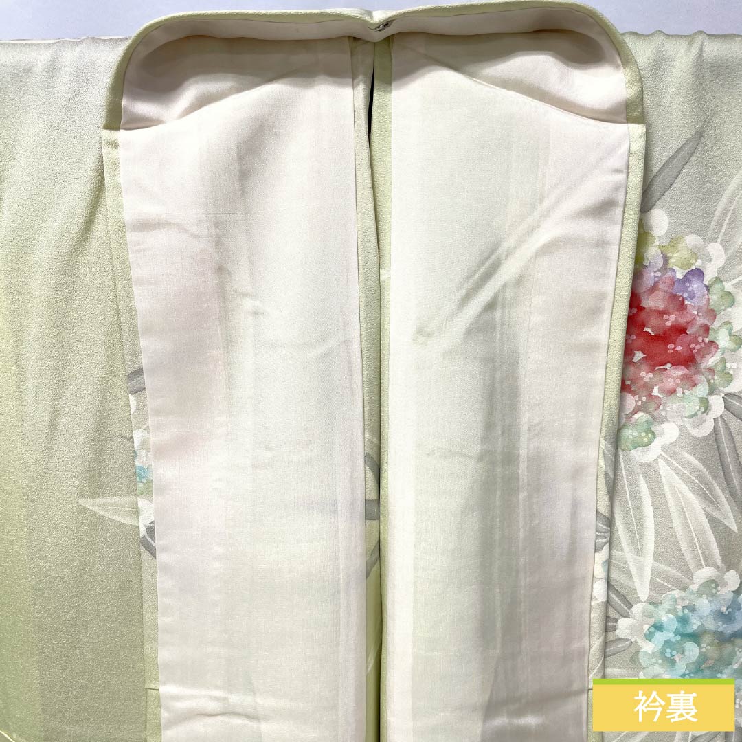 小紋 正絹 身丈158cm 裄丈63.5cm 単衣 硫黄色（いおういろ） ろうけつ染め 沈丁花 Sランク 黄系 1115005702323