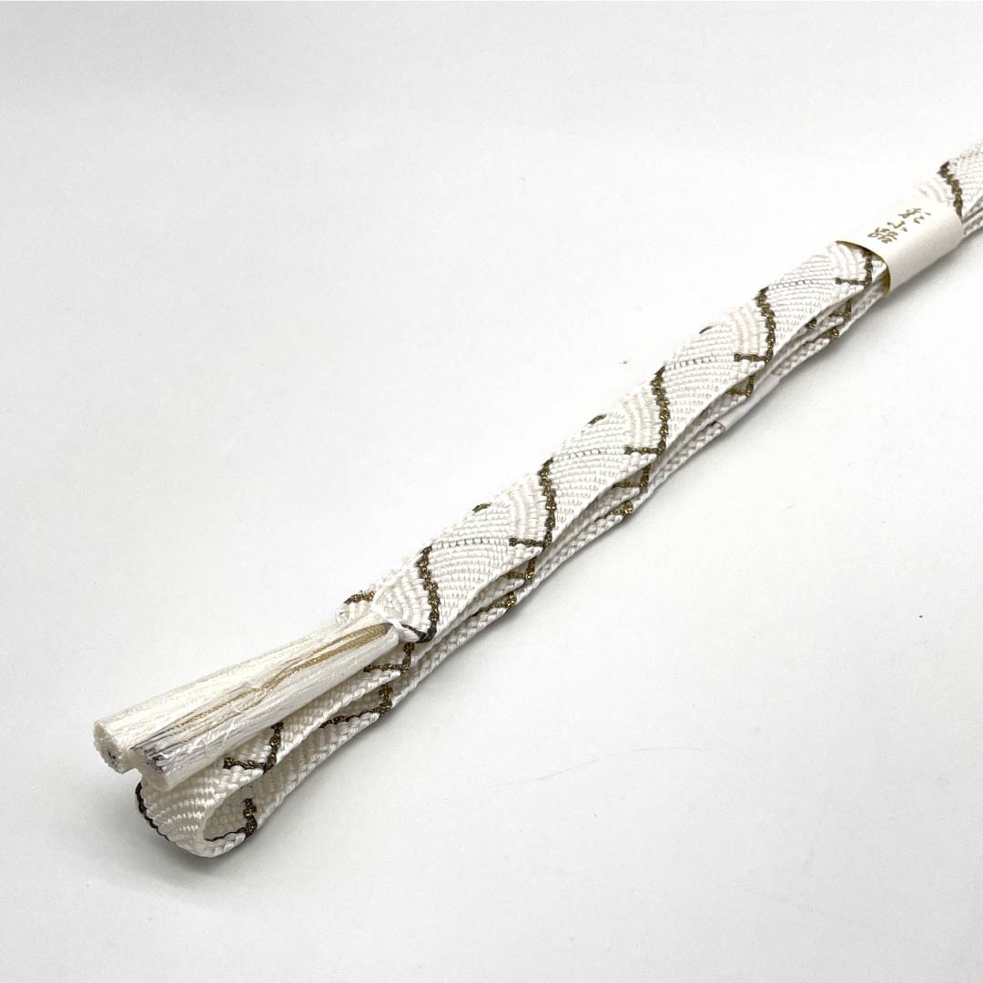 （新古品） 帯締め・帯揚げセット 正絹 留袖用 露芝 結婚式 披露宴 長さ約156cm 幅約1.5cm フォーマル Sランク 白系 1141000062311