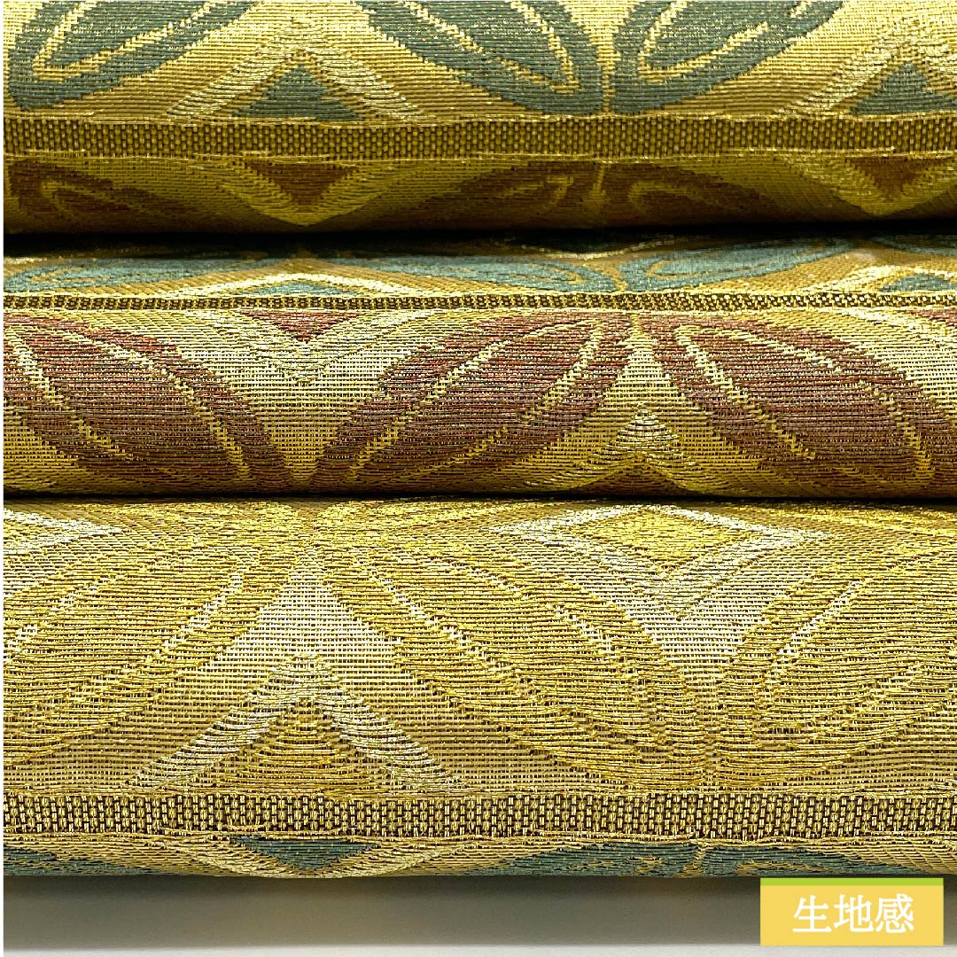 袋帯 正絹 金色 七宝つなぎ 帯丈447cm Sランク 六通 セミフォーマル 金系 1123011432321