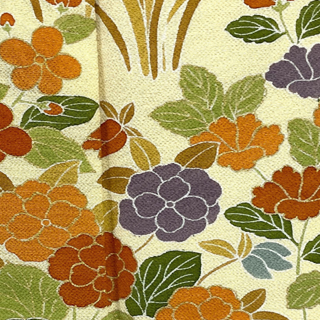 訪問着 袷 身丈162cm 裄丈64cm 花柄 正絹 Aランク クリーム系 1112000353415