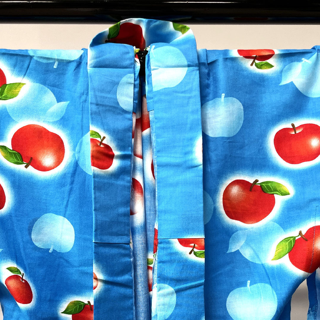 浴衣 真青色 リンゴ 木綿 Sランク 単衣 身丈155cm 裄丈64cm 青系 1118002222317