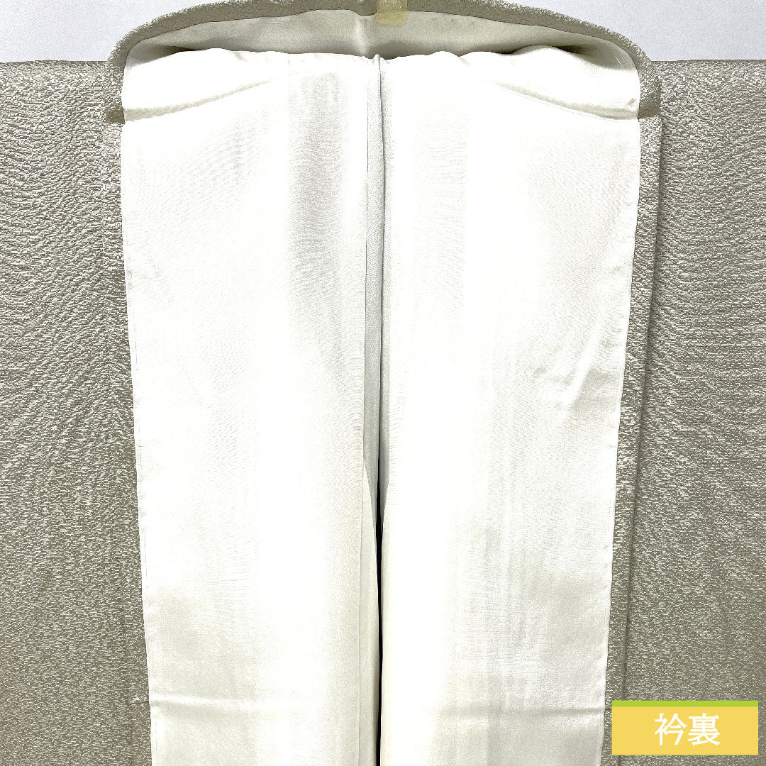色無地 正絹 身丈150.5cm 裄丈61.5cm 雲井鼠色（くもいねずいろ）綸子 一つ紋 中陰片喰 袷 Sランク グレー系 1114001982122