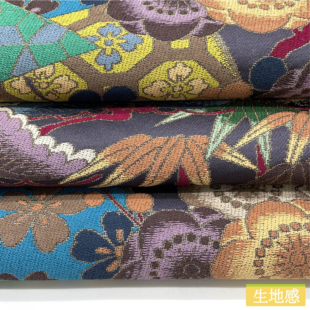 袋帯 桔梗鼠色（ききょうねずいろ） 白綾苑大庭 菱 松竹梅文様 振袖用 帯丈443cm 正絹 Sランク 六通 フォーマル 紫系 1123009582320