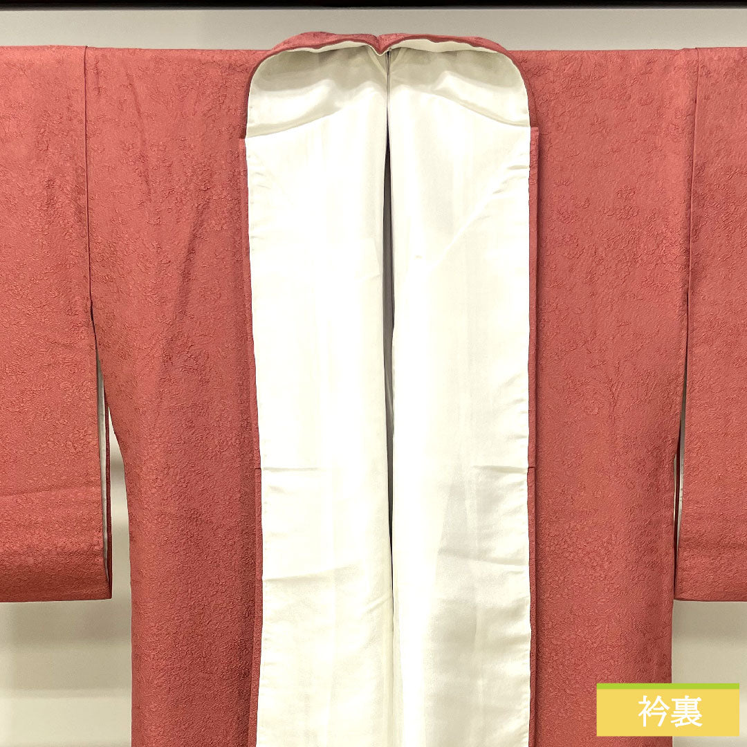 色無地 正絹 身丈160cm 裄丈64.5cm 長春色（ちょうしゅんいろ） 袷 Sランク ピンク系 1114001222413