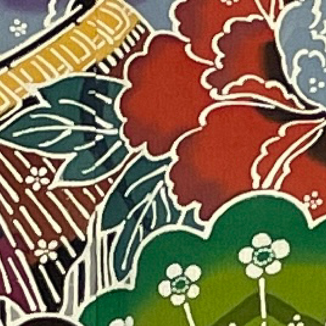 振袖 身丈160cm 裄丈68cm 袷  京紅型 松竹梅  正絹 Aランク 黒系 1113000363410