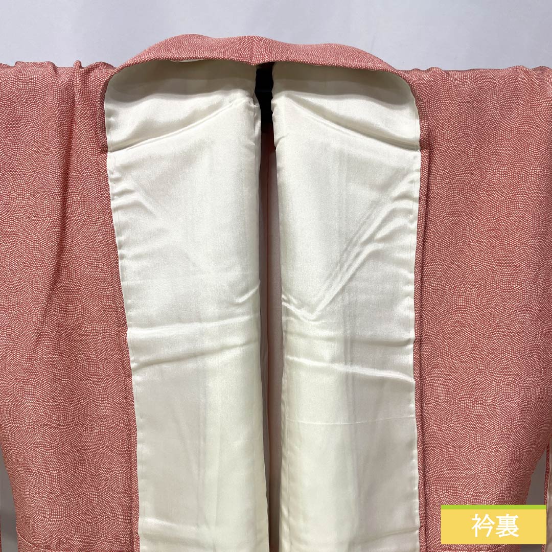小紋 正絹 Aランク 身丈163cm 裄丈67.5cm 袷 中紅色（なかべにいろ） 江戸小紋 鮫柄 型染 赤系 1115007033412