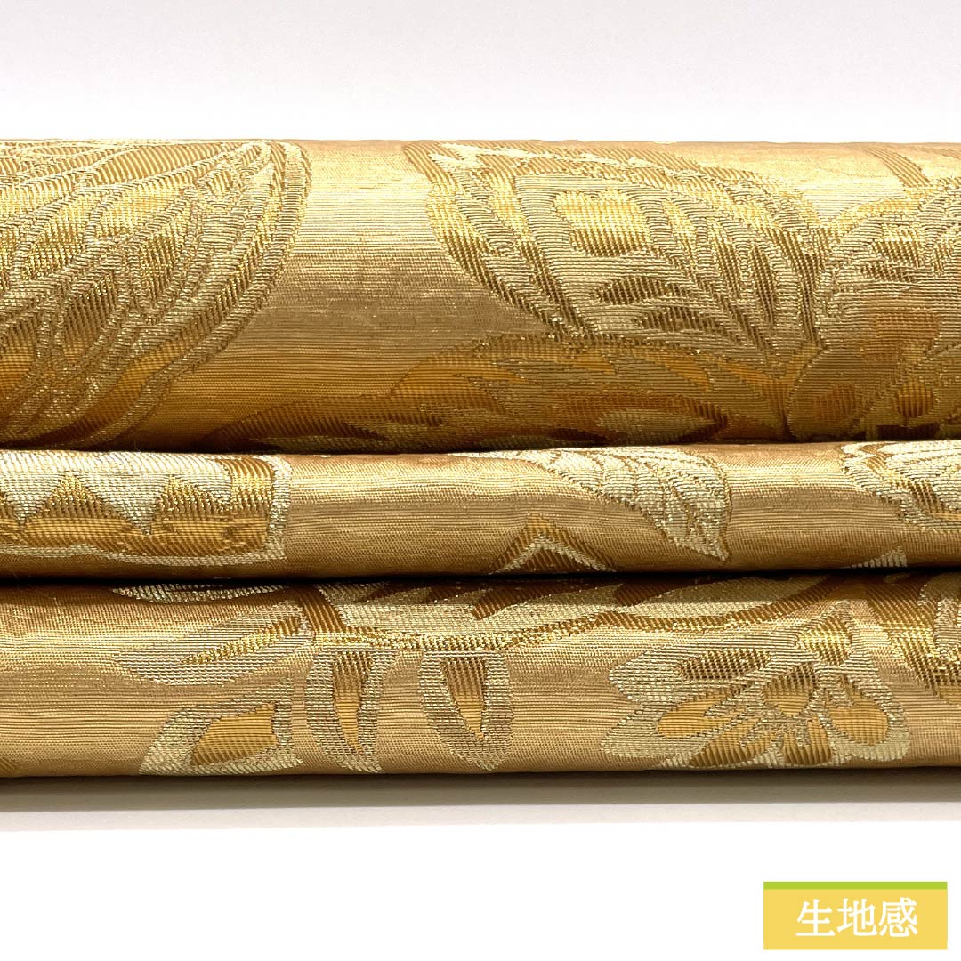 袋帯 正絹 留袖用 抽象花 帯丈444cm Sランク 六通 フォーマル 金系 1123014622321