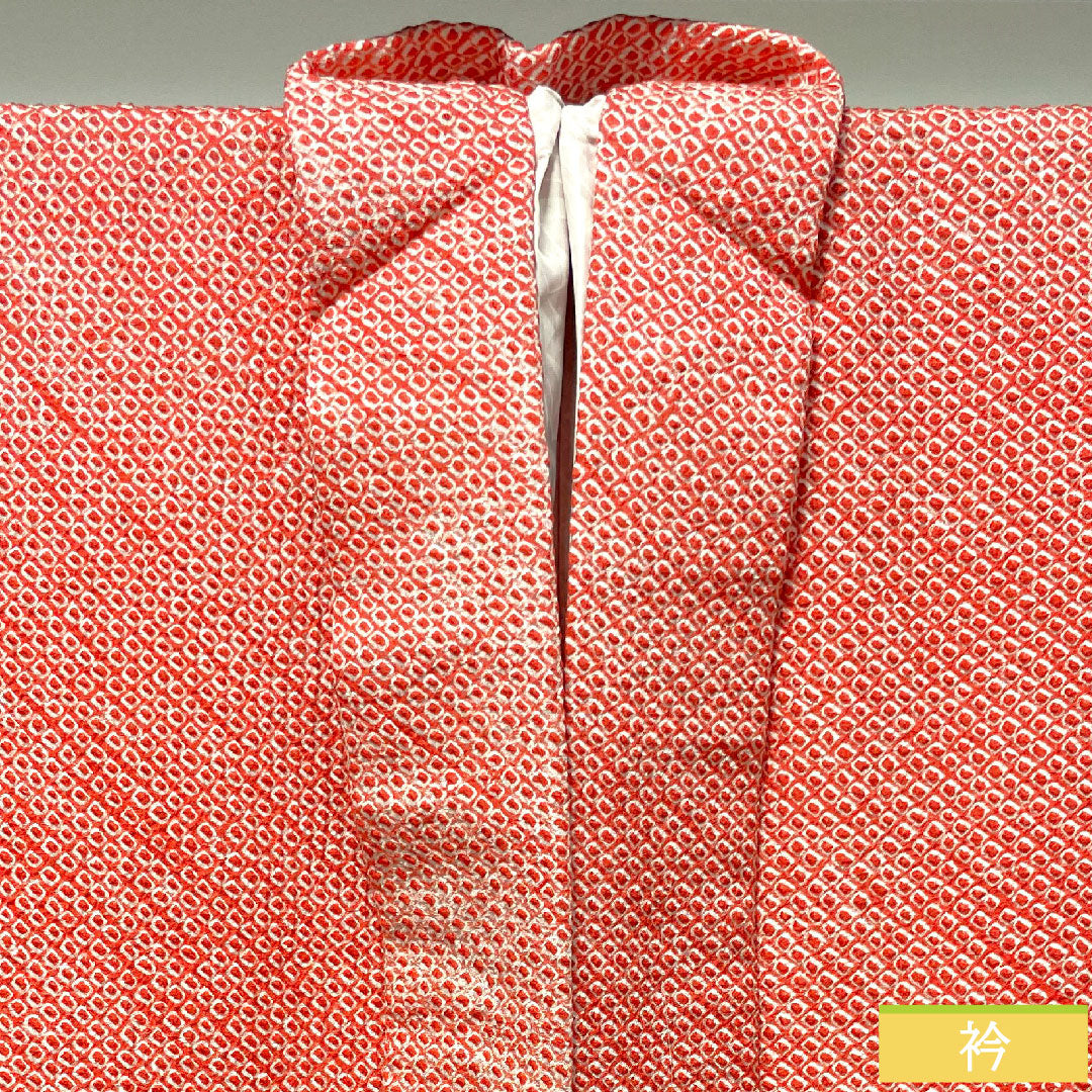 羽織 正絹 身丈79.5cm 裄丈64cm  猩々緋色 総絞り 鹿の子絞り Sランク 袷 赤系 1117000652912