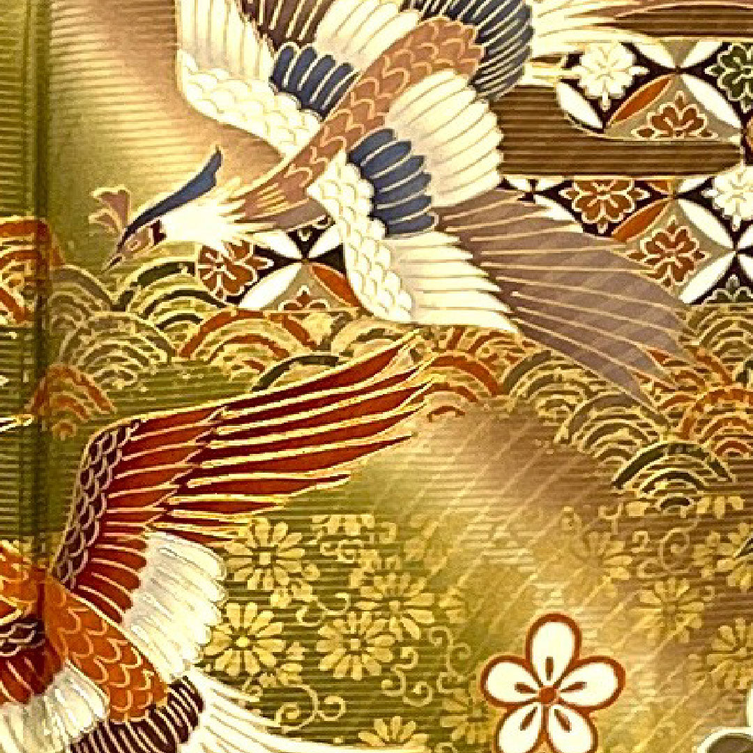 訪問着 袷 身丈165.5cm 裄丈68cm 京友禅 鳳凰 吉祥文様 正絹 Aランク 茶系 1112001063514