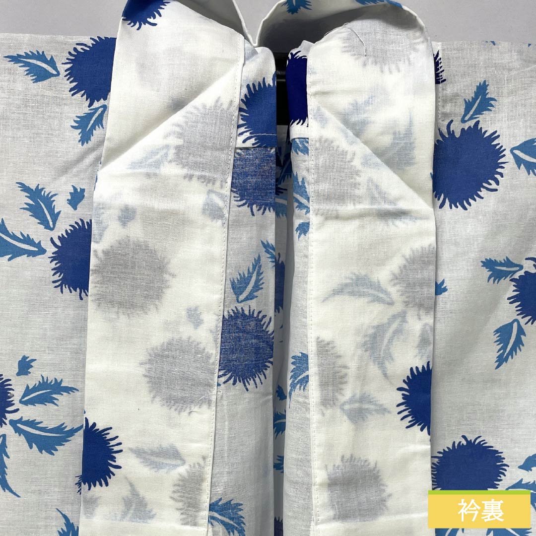 Cotton Yukata, Length 166cm, Sleeve Length 64.5cm, A Rank, Single Layer, White, Thistle Pattern, 1118006723511