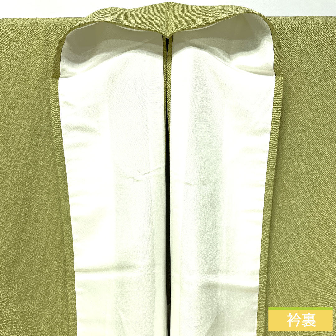 色無地 正絹 身丈156.5cm 裄丈64cm 薄柳色（うすやなぎいろ） 素無地 新はじく加工 しつけ糸付き 単衣 Sランク 緑系 1114001702319