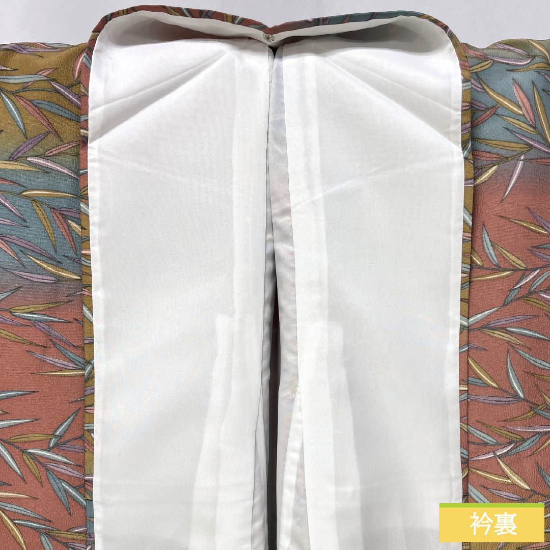 小紋 ポリエステル 身丈164.5cm 裄丈67cm 袷 長春色（ちょうしゅんいろ） 猟虎色（らっこいろ） 藍砥茶色（あいとのちゃいろ） 笹 横段 Sランク グラデーション系 1115006252499